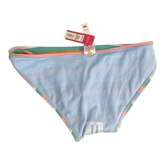 Xhilaration Bikini Bottom Women Size M Multicolor Stripe Cheeky Ribbed Blue Pink - Picture 3 of 9